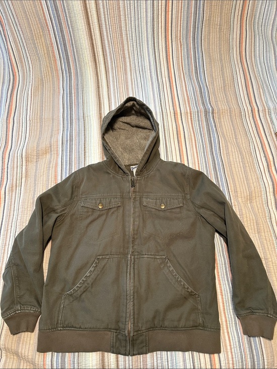Duluth Trading Co Jackets & Blazers - Duluth Trading Co Olive Green Hooded Bomber Jacket